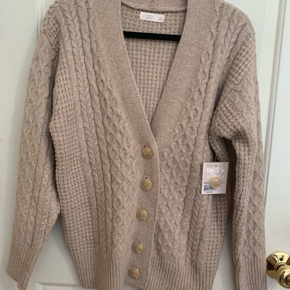 LC Lauren Conrad Sweaters - LC Lauren Conrad Taupe Cable Knit Cardigan
